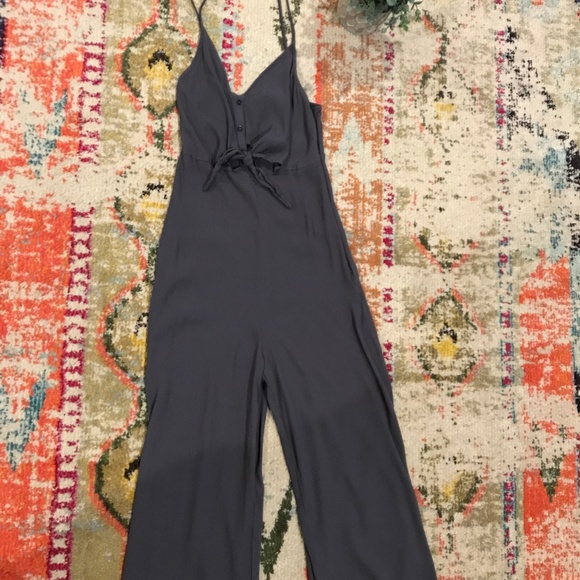 Gray tie Jump Suit - Picture 3 of 3